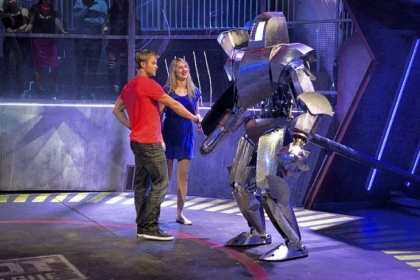 Carnegie Mellon grad student and robotics expert Heather Knight and her partner, John Peele, get acquainted with their fighter, "Medieval." They competed on this week's episode of Syfy's "Robot Combat League."