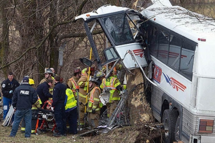 The crash scene Saturday morning, near turnpike mile marker 227 in Carlisle.
