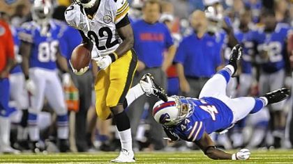 Chris Rainey gets by Buffalo's Prince Miller and runs for a touchdown in a preseason game at Ralph Wilson Stadium.