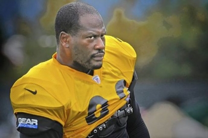 James Harrison at a Steelers practice in October.