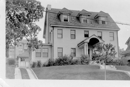 The McAuley house in Mt. Lebanon with original portico in a photo taken shortly after the house was finished in the early 1930s.
